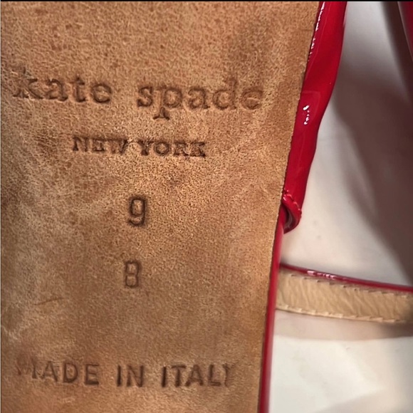 KATE SPADE, sz 9B, Red Patent Leather Heels, Slingback, Open Toe, size 9B - Picture 10 of 11